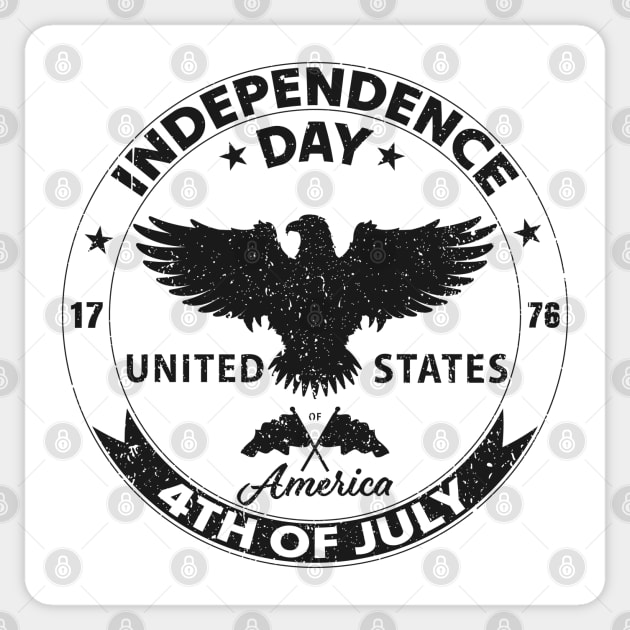 Flight of Freedom: Celebrating 4th of July with Patriotic Eagle Black Design Sticker by PositiveMindTee